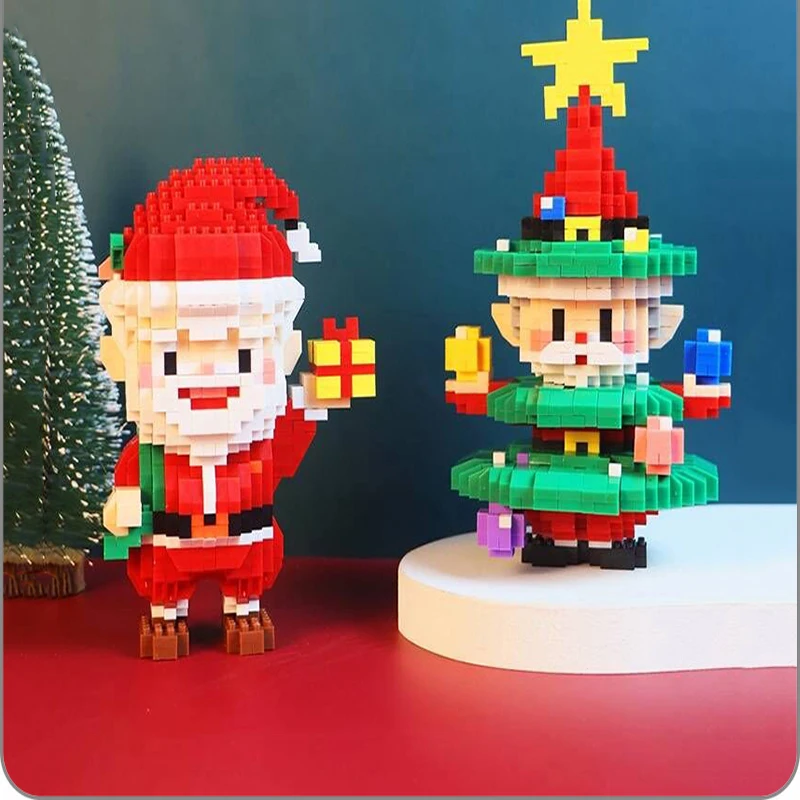 

Festival Merry Christmas Day Santa Claus Star Tree Bag Smile Doll Mini XMAS Blocks Bricks Building Toy For Children No Box