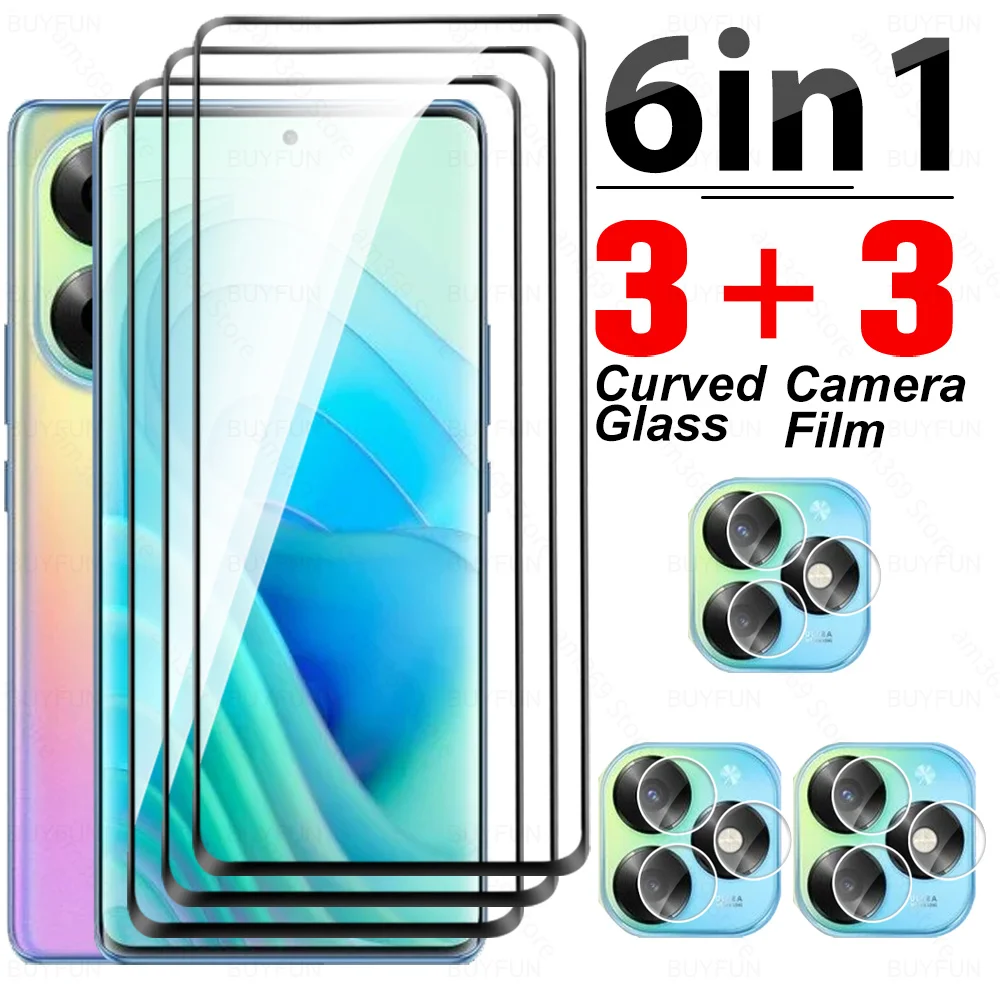 6 in 1 For itel S23+ 4G Curved Tempered Glass Camera Film itelS23 Plus S23Plus ItelS23Plus 2023 S681LN 6.78inch Screen Protector