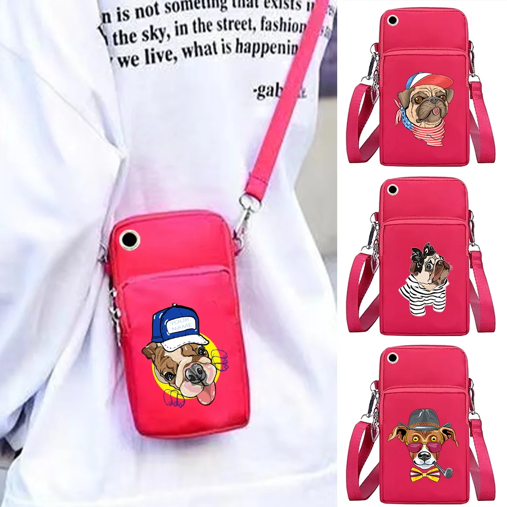 Mobile Phone Bag Wallets Card Holder Clutch Shoulder Bags for Apple/Huawei/Xiaomi Cell Phone Storage Packet Dog Print Wrist Pack