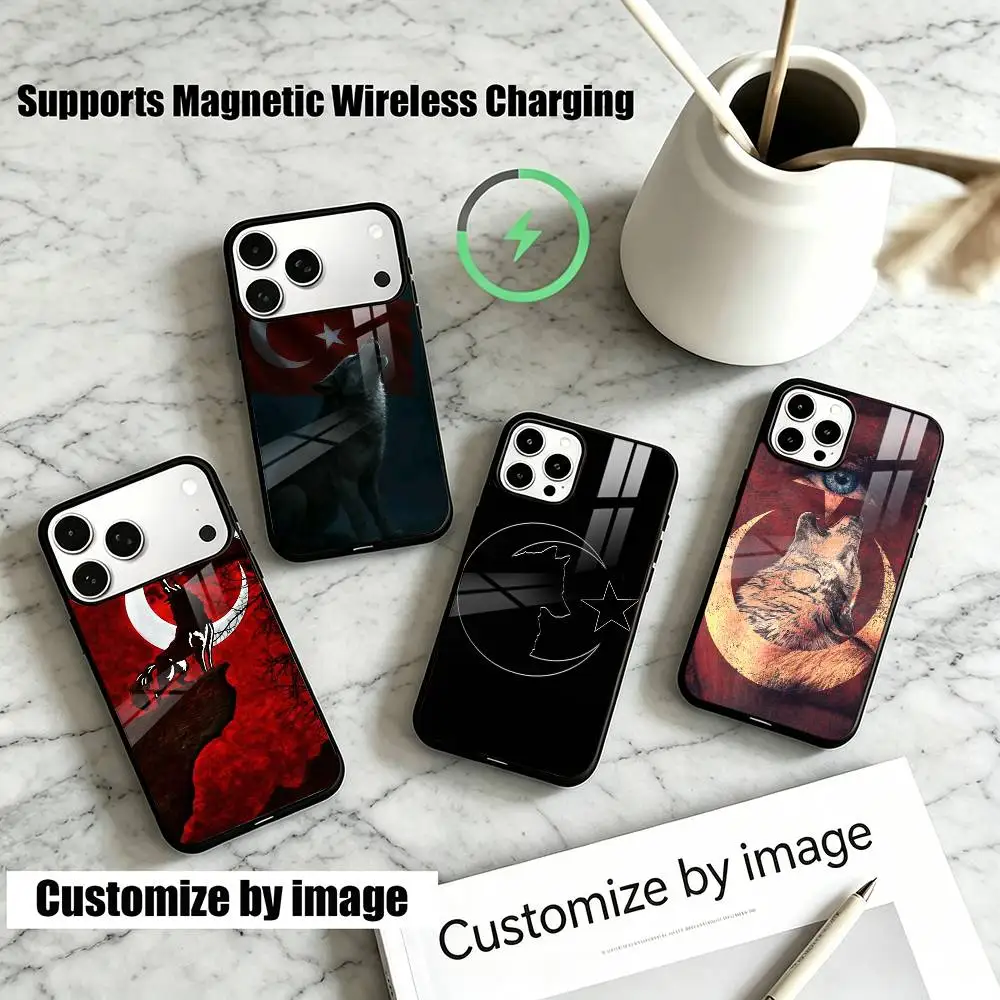 Turk Wolf Turkey F-Flags  Phone Case For iPhone18,17,16,15,14,13Plus,Pro Allows magnetic wireless charging