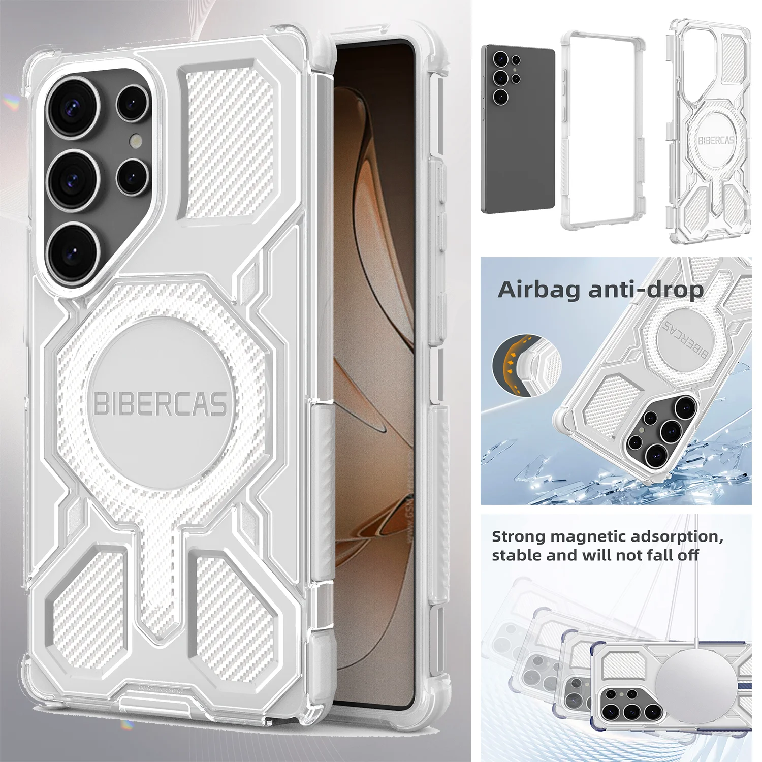 Capa Magnética Militar para Celular Samsung Galaxy S25 S26 Ultra S25 S26 Plus com Carregamento Sem Fio e Proteção Antichoque