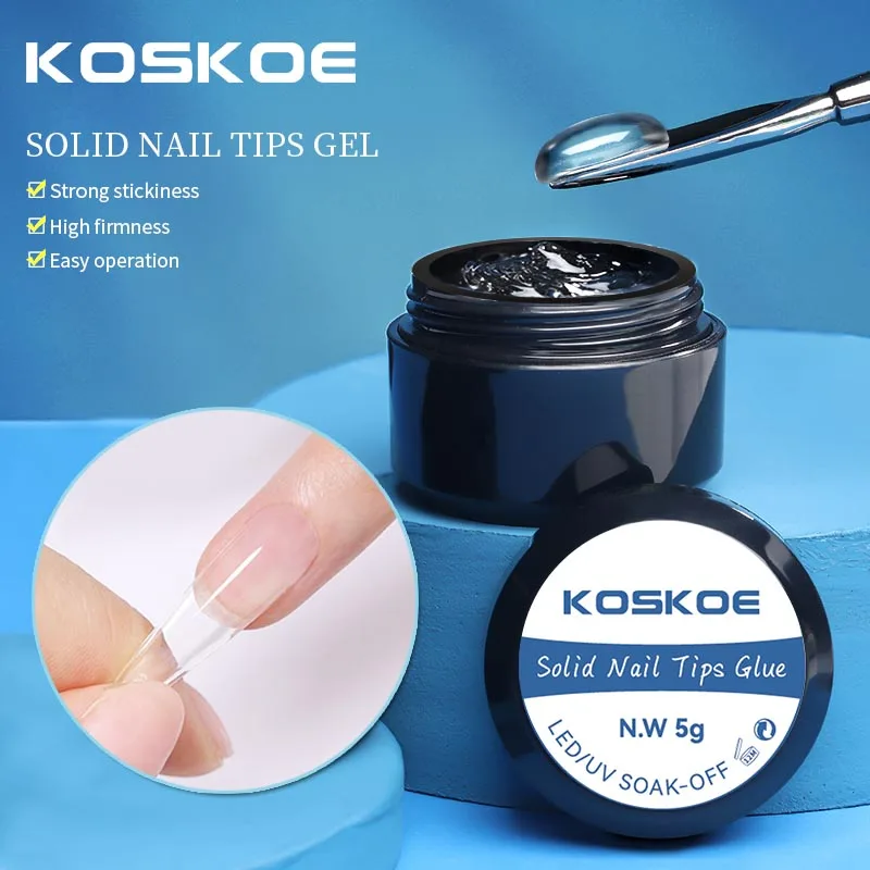 KOSKOE Solid Nail Tips Gel Easy Stick Clear UV LED Patch Adhesive Bond Modelling Tips Nail UV Extension Gel For False Nail Tips