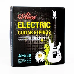 Original ALICE AE530 Electric Guitar Strings 1st-6th Light Super Light Extra Light Nickel Alloy Wound Full Set Hexagonal Core