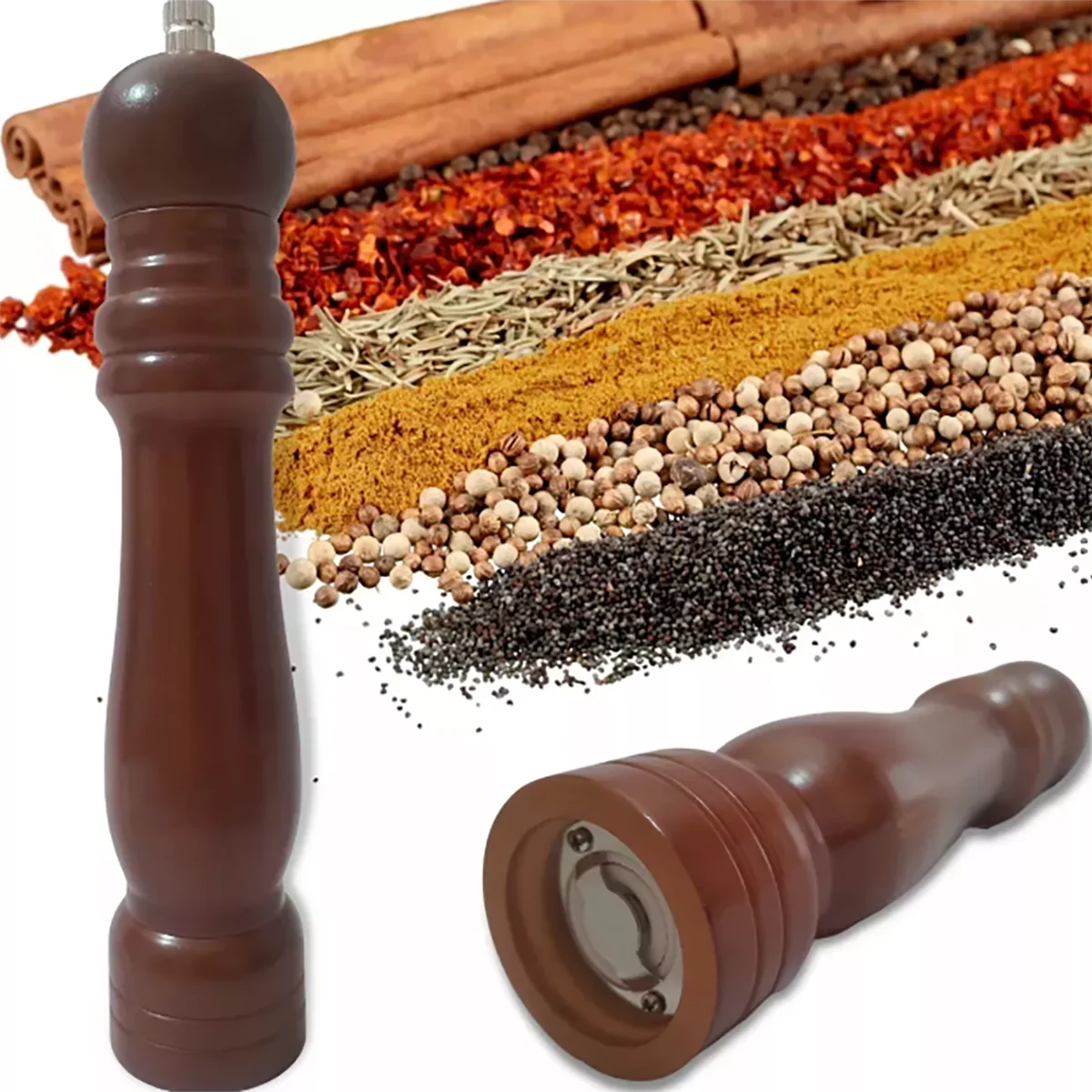 Pepper Grains Wood Seasoning Grinder 20cm