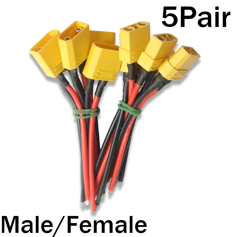 XT90 M/F Plug Battery Parallel Connector, with Silicone Flexible Wire 14AWG 10cm, for RC LiPo Motor Battery ESC Connector Cable
