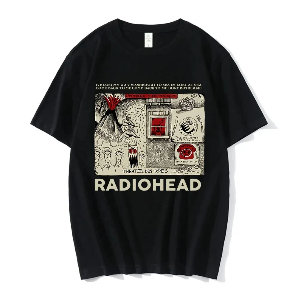 Vintage Classic Radiohead Tees North America Tour Rock Tshirt  Hip Hop Street Casual Top Sleeved Harajuku Streetwear Tops Tees