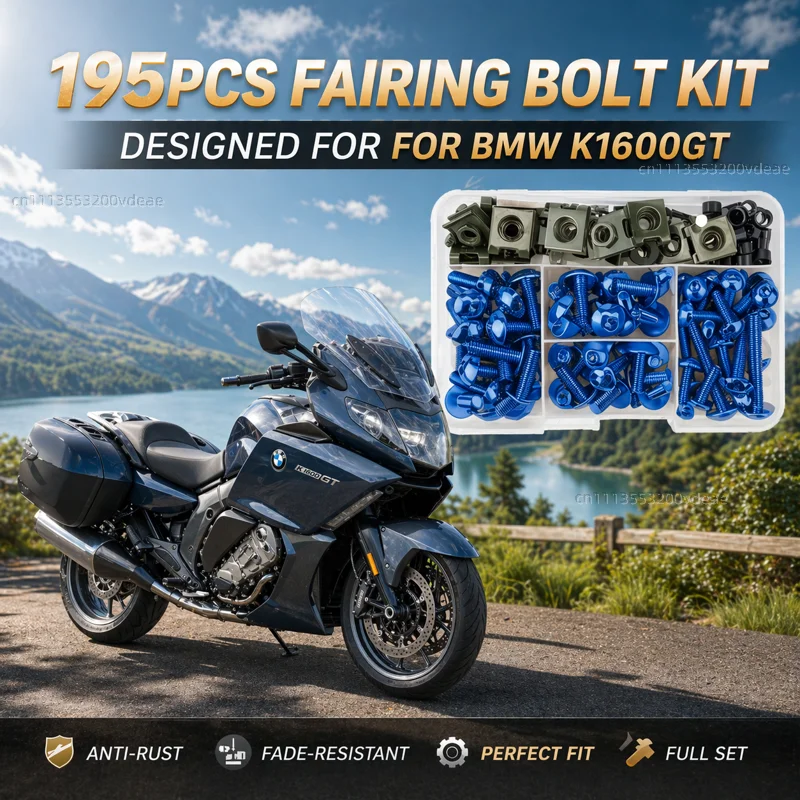 195Pcs Motorcycle Aluminum Fairing Bolt Screws Kit Nut Clips For BMW K 1600GT K1600 GT K 1600 GT 2016-2021 CNC Fastener Hardware