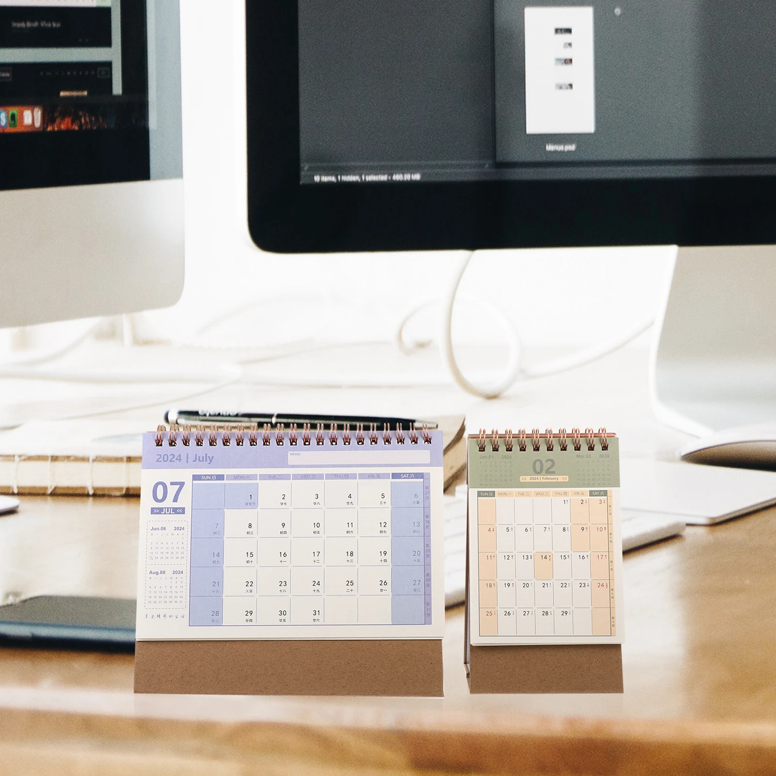 

3Pcs Exquisite Desk Calendar Set Clear Printed Months Weekly Planner Portable Tabletop Calendar for Office Home Decoration