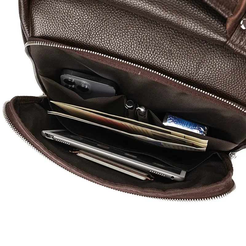 2025 패션 암소 정품 ​​가죽 남자 배낭 진짜 천연 가죽 학생 배낭 소년 럭셔리 브랜드 대형 컴퓨터 노트북 가방