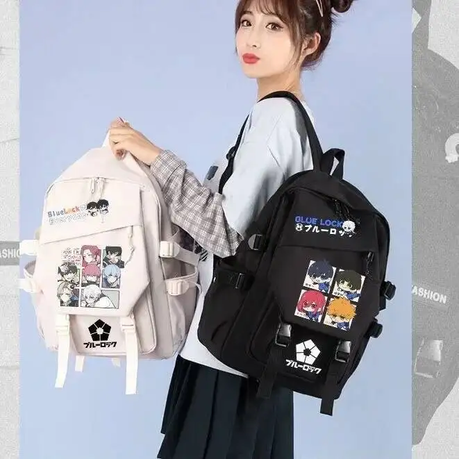 Juego de Anime negro verde rosa blanco azul cerradura estudiantes adolescentes Mochilas escolares Mochilas de gran capacidad para