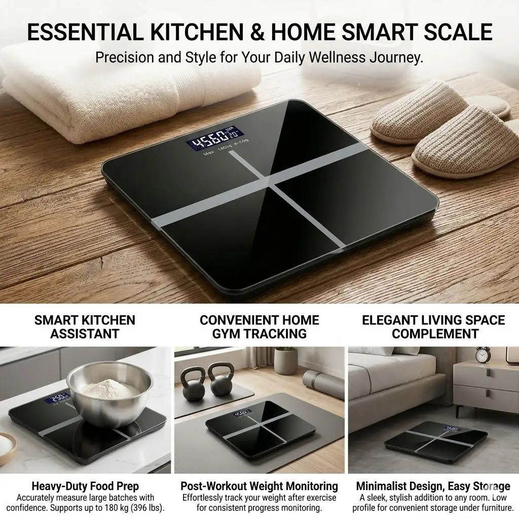 Electronic Scale, High-Precision Scale, LED Display Screen, Maximum Weight 180 kg, 26 cm × 26 cm