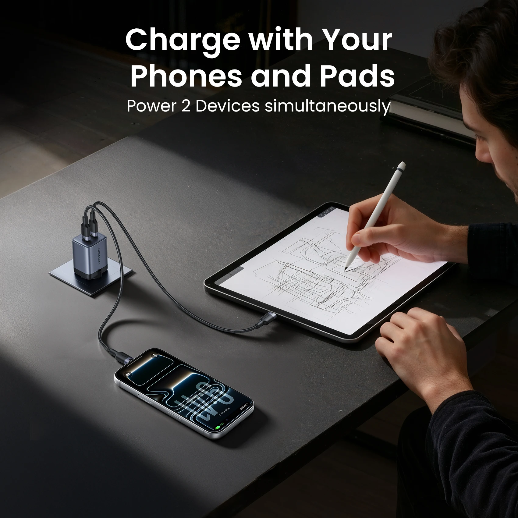 Szybka ładowarka Vention 45W Type C USB C GaN do iPhone 17, Samsung S25, S24, POCO, Xiaomi 17, ładowarka USB C, przenośna ładowarka — zdjęcie produktu 6