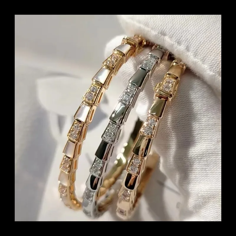 سوار عظم الثعبان فريتيلاري الذهبي بتصميم عصري ومتعدد الاستخدامات، اعوج منفصل بالألماس #1