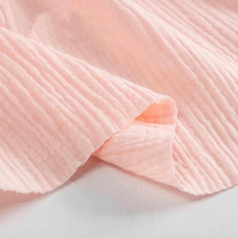 100x135cm Pure 100% Cotton Double-l Gauze Fold Fabric Cloth Soft Dress Skirt Shirt Pajamas Material 67 Color DIY Handmade Fabric