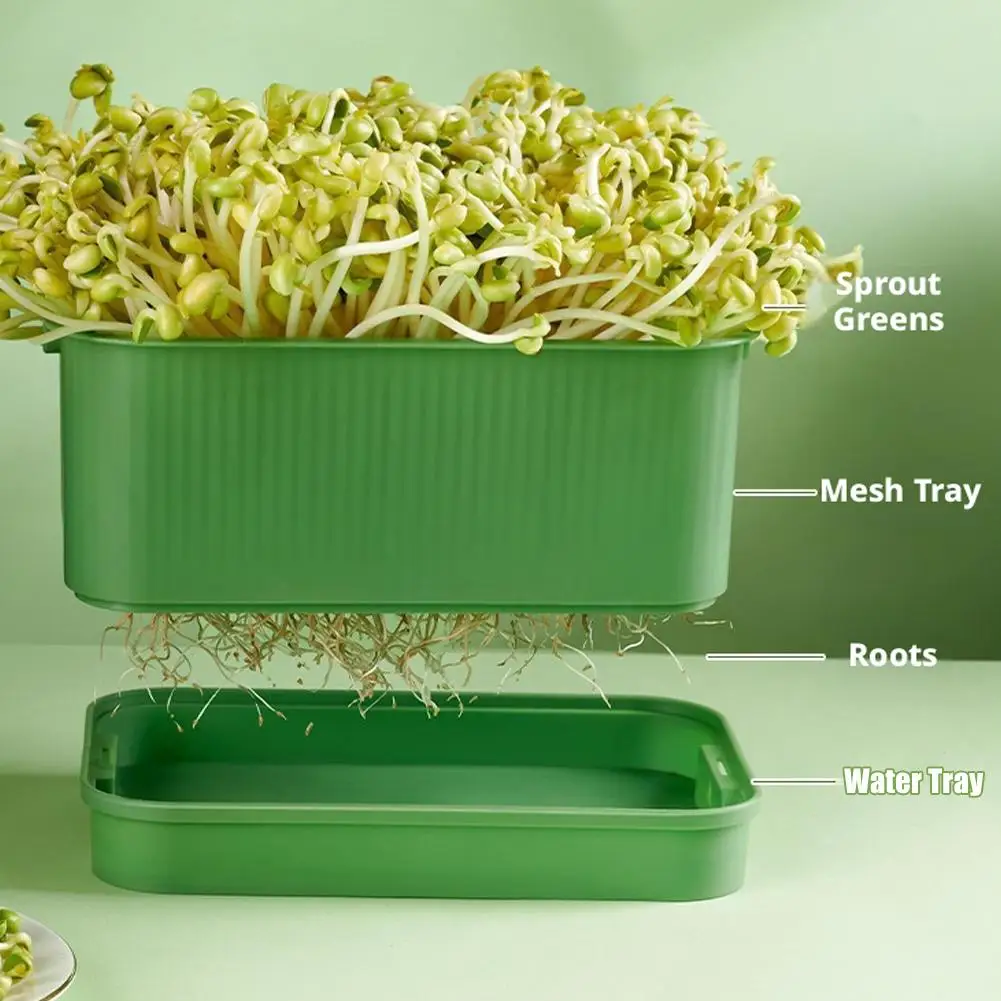 Bean Sprout Sprouting Tray Covered Lightproof Hydroponic Germination Tray Mesh Grid Structure Detachable Water Tray Reusable