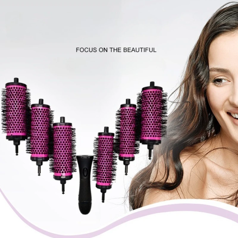 

6pcs Aluminium Straight Twill Hair Comb Heat Conduction Rolling Brush Round Barrel Blowing Curling Combs Oil Hair Comb Brushes