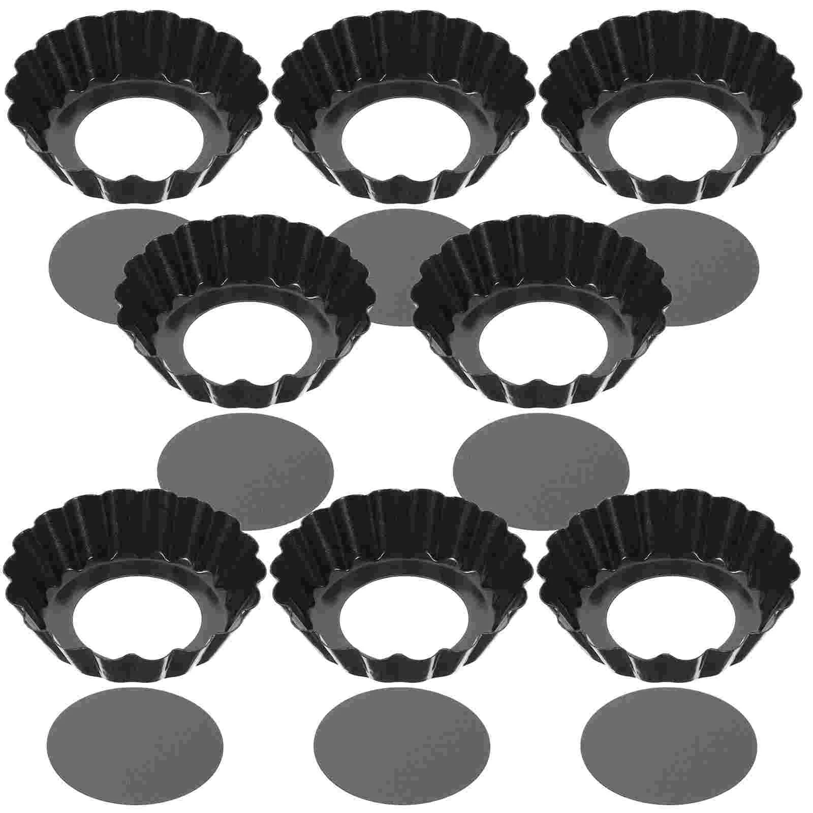 8 Pcs Mini Tart Pans Small Baking Pans Baking Bakeware Pie Mold Removable Bottom Black Carbon Tart Pan Steel Kitchen Tools