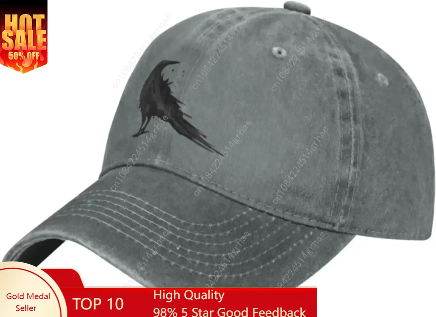 خمر الغراب الغراب الأسود الطيور الرجعية مضحك الهدايا قبعات البيسبول للرجال النساء قبعة رعاة البقر قبعة سائق الشاحنة قبعات للحماية من الشمس #1