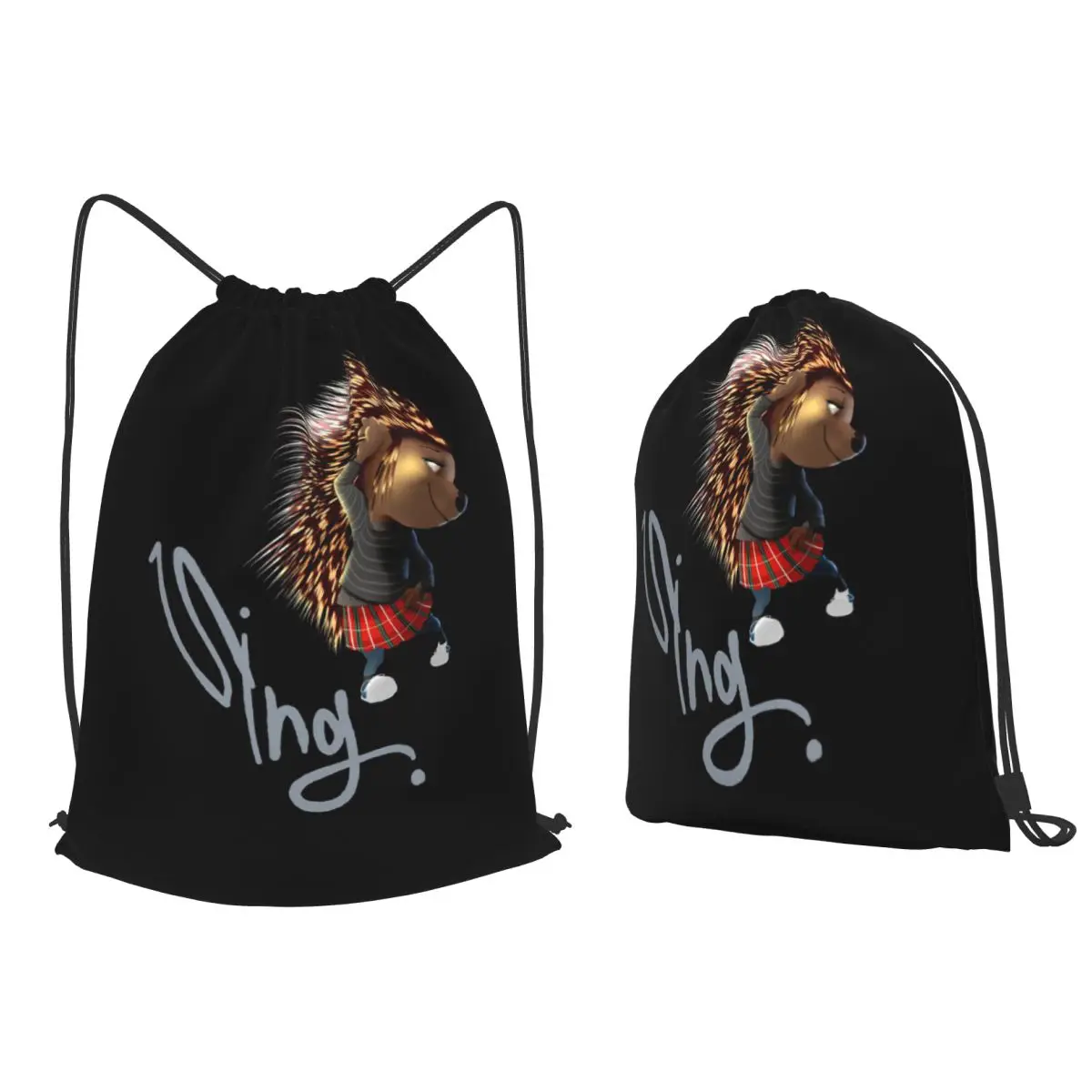 

Ash Sing Movie Backpacks Portable Drawstring Bundle Pocket Sports Bag Book Bags for Travel School
