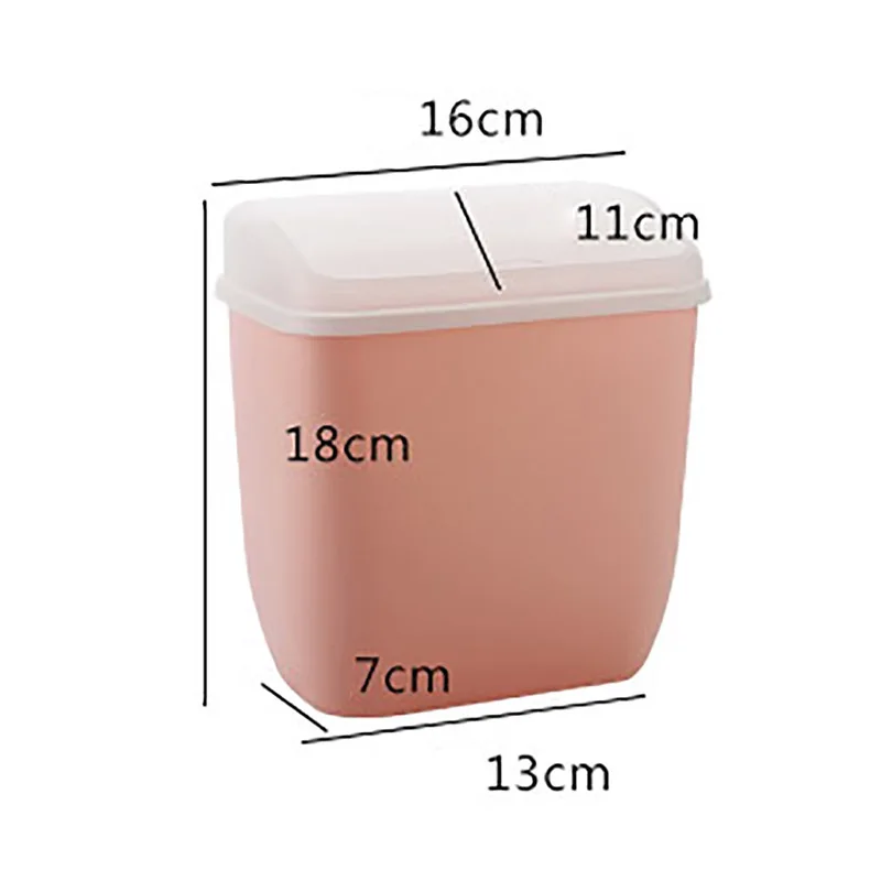 1PC Container Wall-mounted Trash Can With Lid Plastic Debris Storage Box Nail-free Trash Bin Organizer Kitchen Toilet Supplies