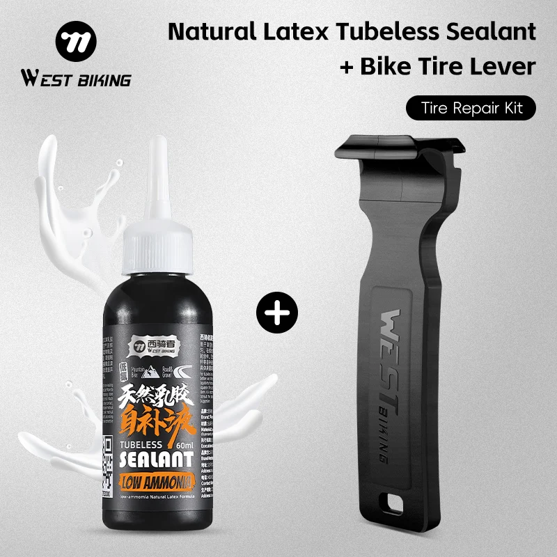 WEST BIKING Bike Tire Repair Kit Natural Latex Tubeless Sealant + Bicycle Tire Lever MTB Road Bike Wheel Quick Maintenance Tools