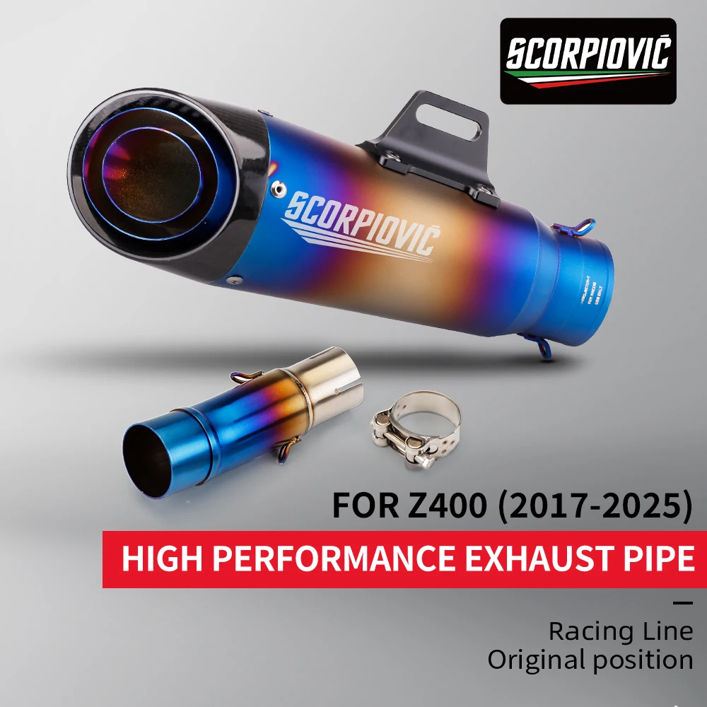

For Kawasaki Ninja400 Z400 2017-2023 51mm Stainless Steel Exhaust Middle Link Pipe Racing Slip-On