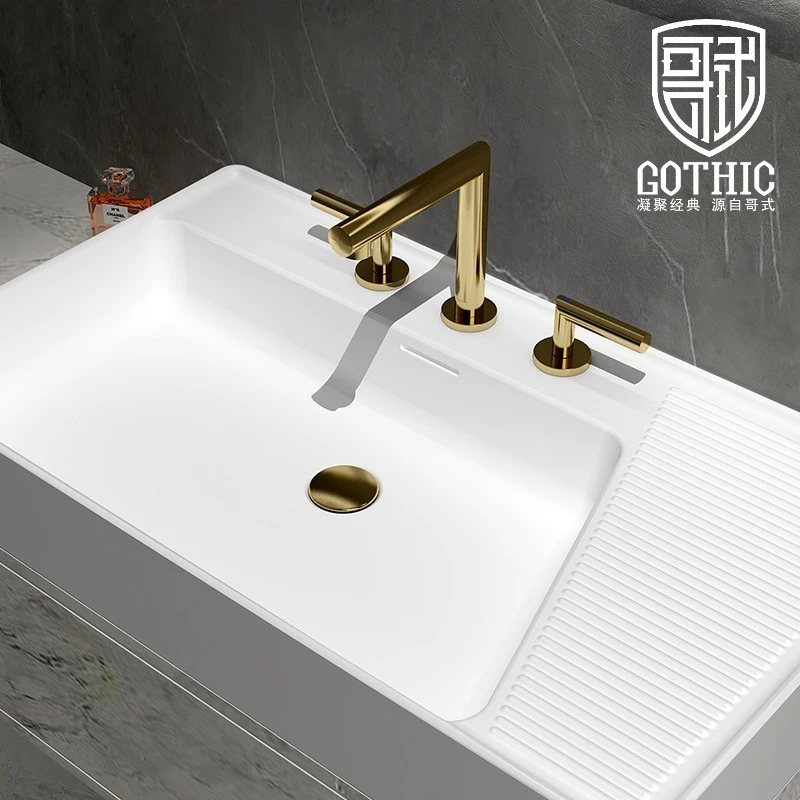 Gothic Bathroom Three Hole Double Handle Basin Faucet Brass Black Rose Gold Split Type Hot and Cold Water Mixer Washbasin Tap