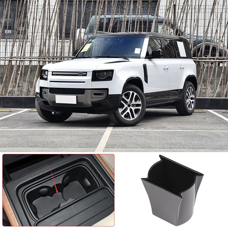 

ABS Car Center Console Cup Holder Divider Storage Box Insert For Land Rover Defender 90 110 130 2020-2024 Interior Accessories