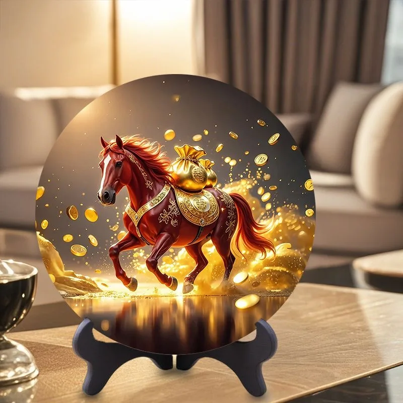 HOME Office parlor decoration ornament Lucky wealth horse display Auspicious propitious birthday gift Office desk decoration