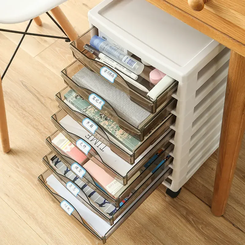 Multi layer storage box, storage cabinet, drawer type, movable with wheels, document manicure storage, under the table makeup