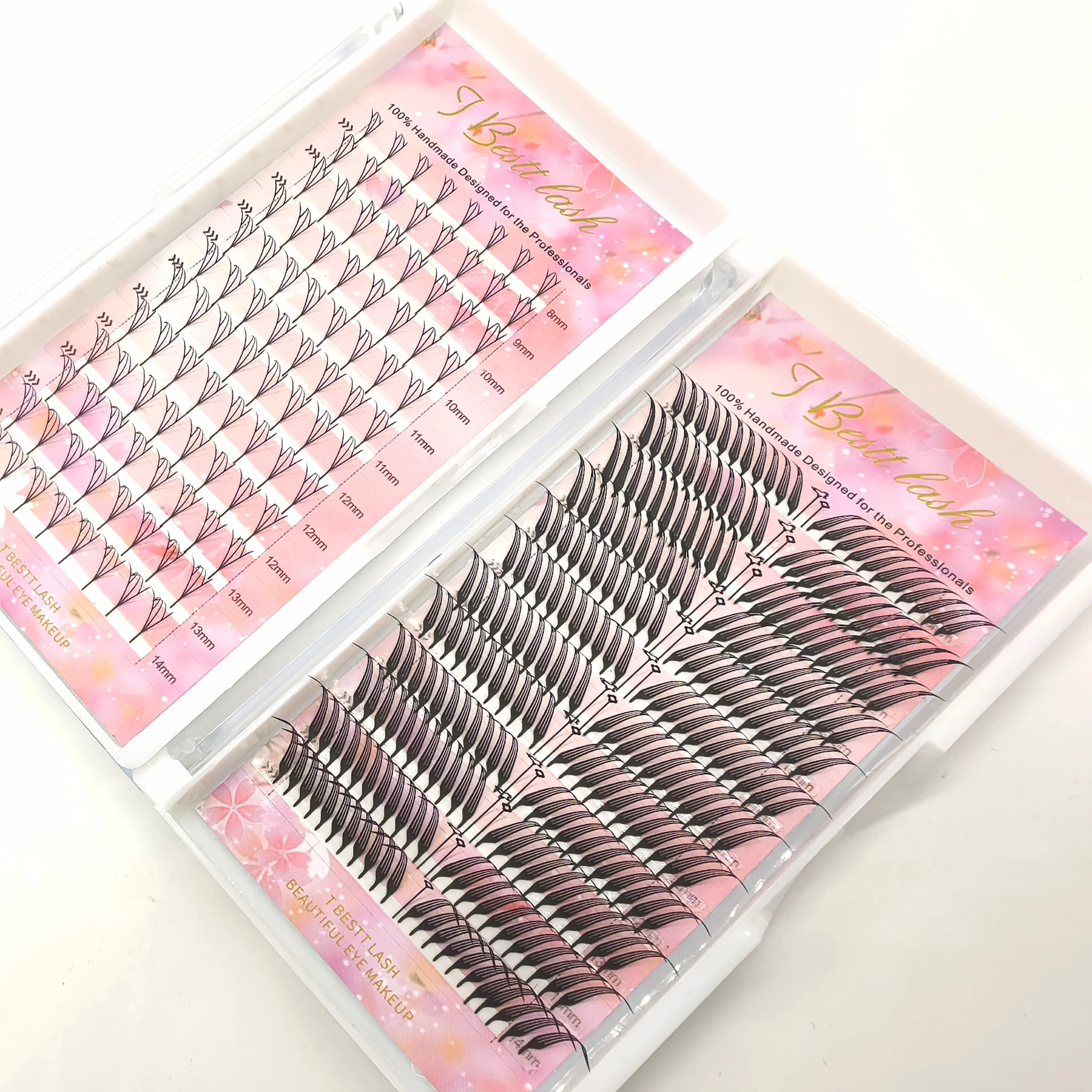 Tbestt Comic Spire extensión de pestañas individuales prefabricadas ventiladores de volumen pestañas postizas de Cachemira Natural pestañas en forma de pluma