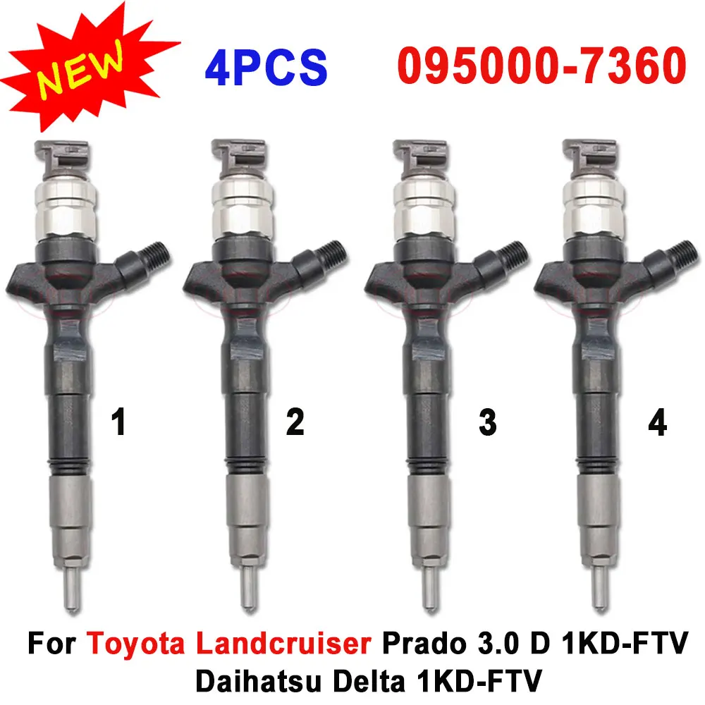 

095000-7360 Diesel Injector Nozzle 0950007360 For Toyota Landcruiser Daihatsu Delta 1KD-FTV 4PCS 23670-30320 095000 7360