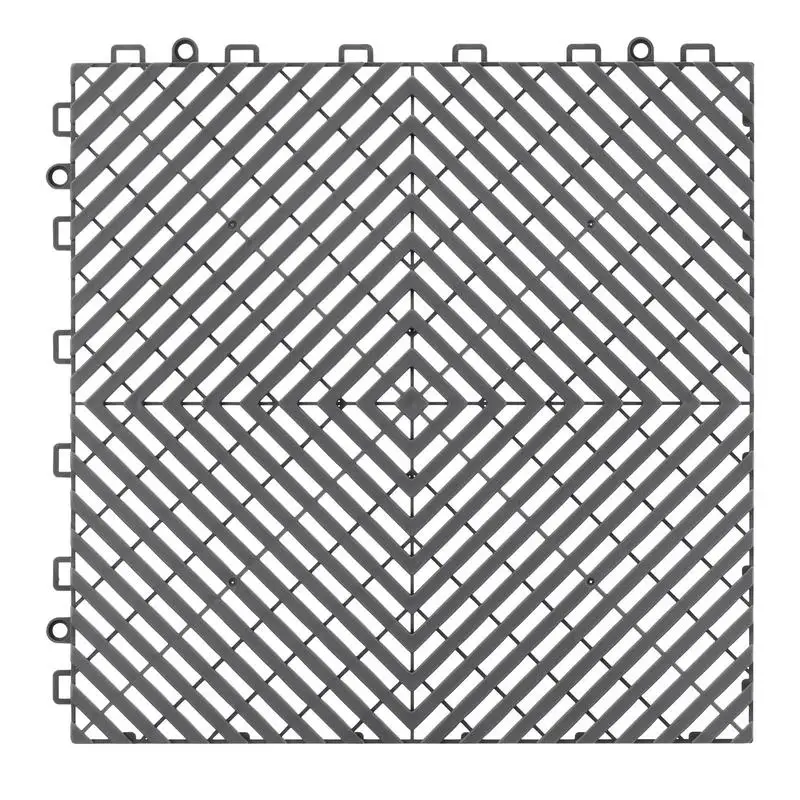 Tapis de drainage emboîtables 31 x 31 cm, tapis emboîtables modulaires, 12 pièces, tapis de drainage connectables, dalles de sol et tapis de douche gris antidérapants, pour garage et jardin