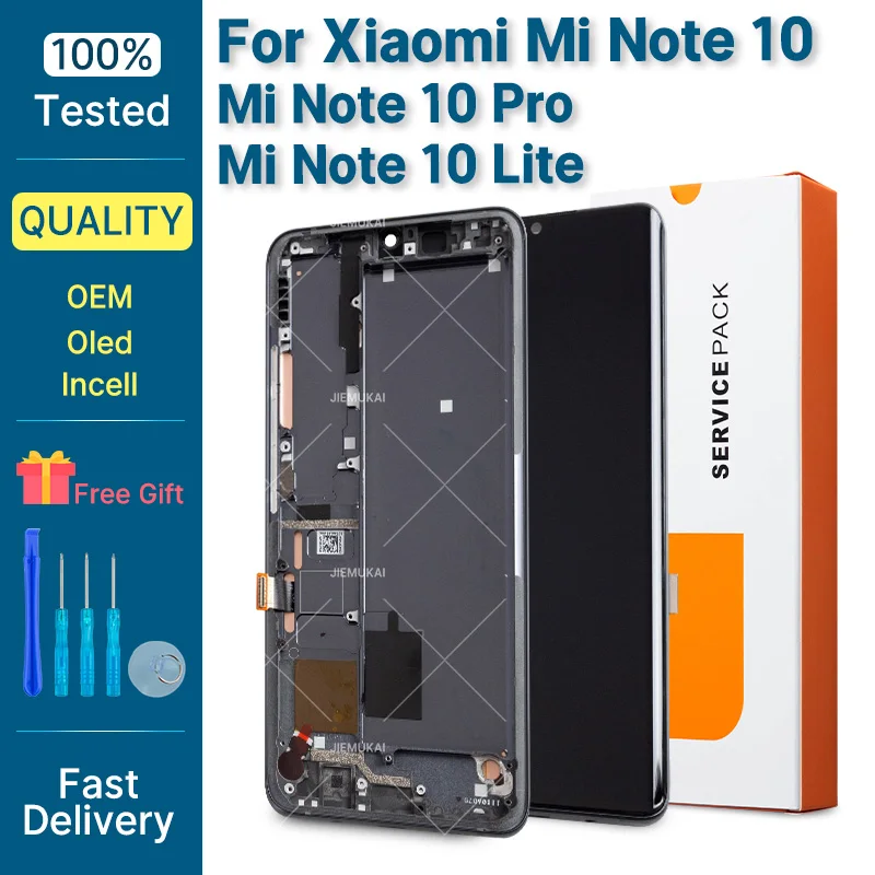 100% Tested Premium Display For Xiaomi MI Note 10 Pro Touch Screen Replacement For Xiaomi Note 10 Lite LCD M1910F4S M2002F4L