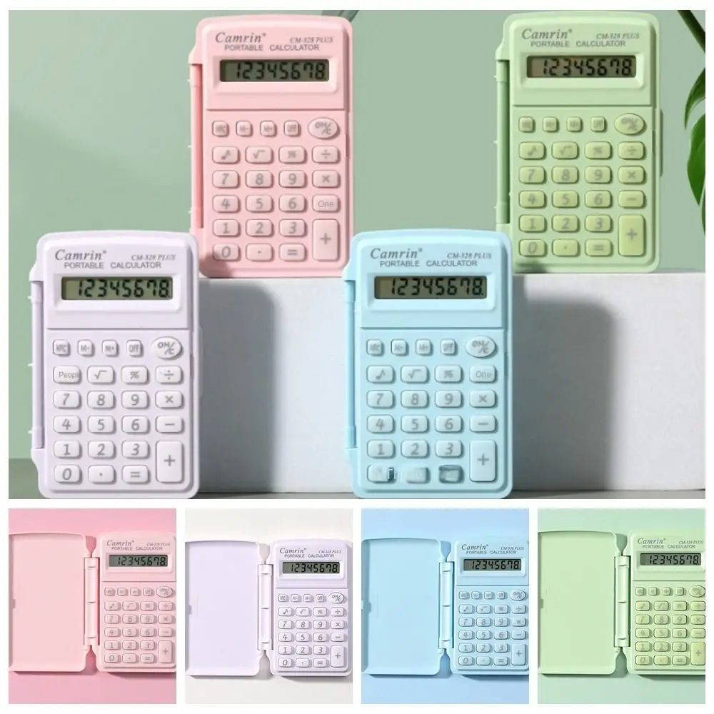 Comfortable Feel 8 Digits Mini Flip Calculator Lightweight Smart Stay Mini Scientific Calculator Small Portable Do Office Work