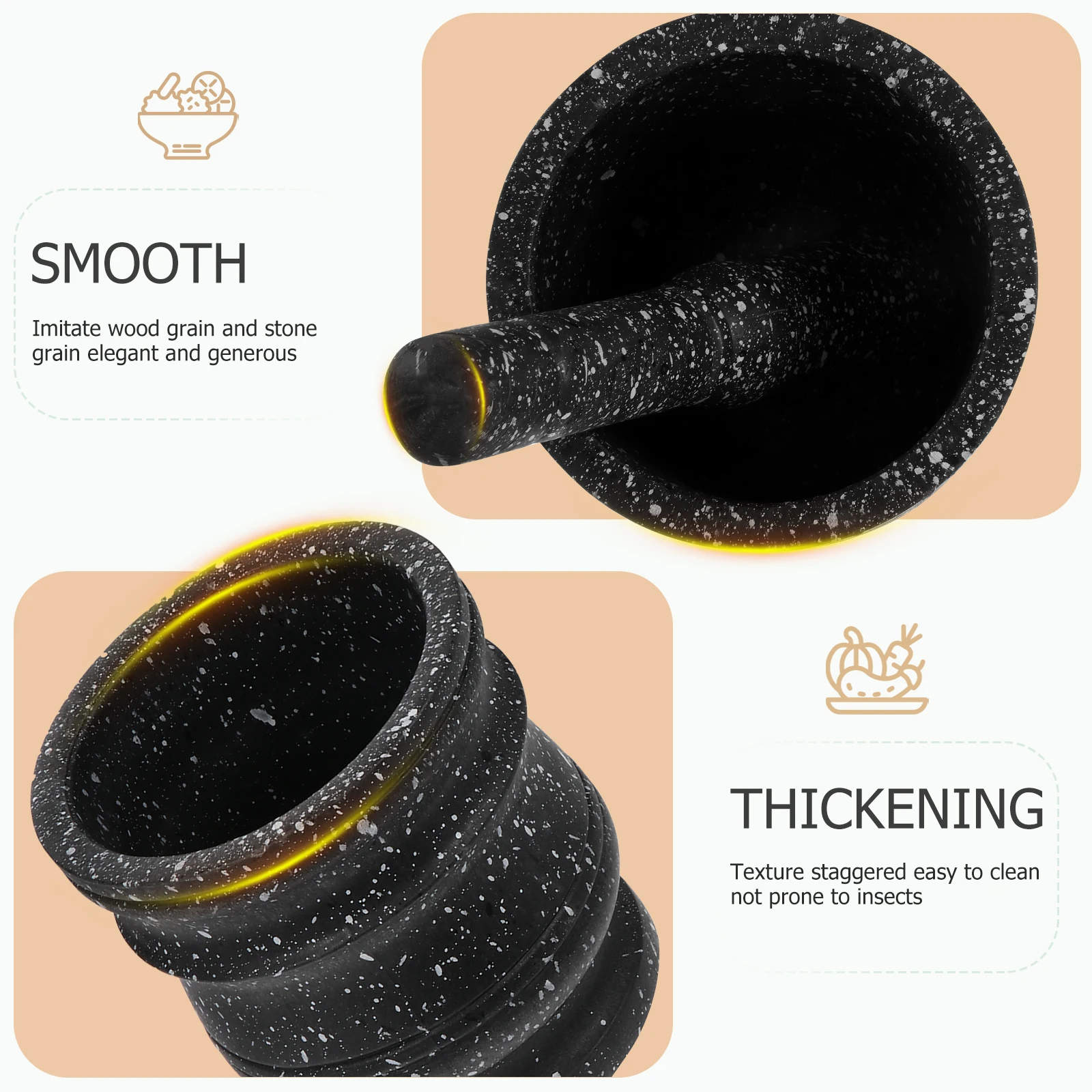 

Garlic Masher Mortar Pestle Decorative Grind Spices Easy Clean Simple Design Practical Kitchen Tool Gadgets