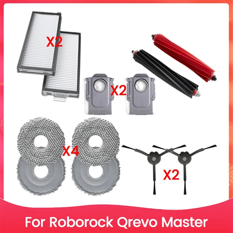 HEPA Filter Side Brush Main Brush Mop Cloths Dust Bag for Qrevo Master Vacuum Cleaner Spare Parts Accessories-VVNB