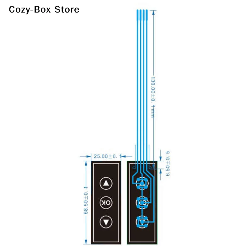 [ZY]1Pc 1*3 Keys Membrane Switch Matrix Keyboard Monitor Switching Keypad Control Panel 1x3 Integrated Circuits 3Key 3 Keys[ZY]