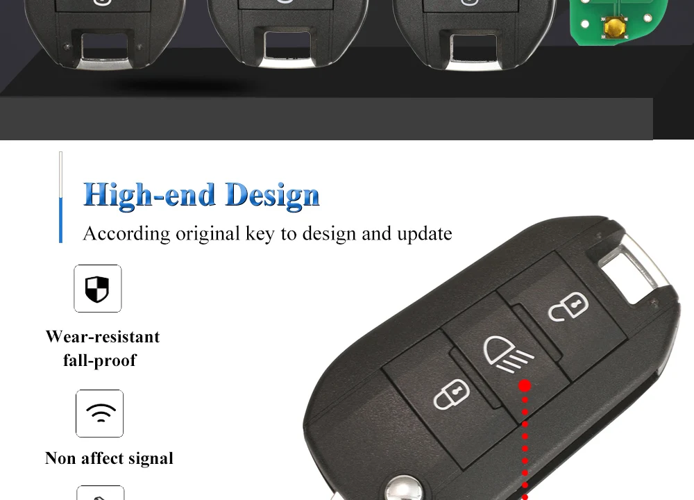 Jingyuqin 433MHz 4A HITAG AES Chip Flip Remote Van Car Flip Key For Peugeot Expert 308 3008 2016+ Citroen C4 Cactus 2014+ HU83
