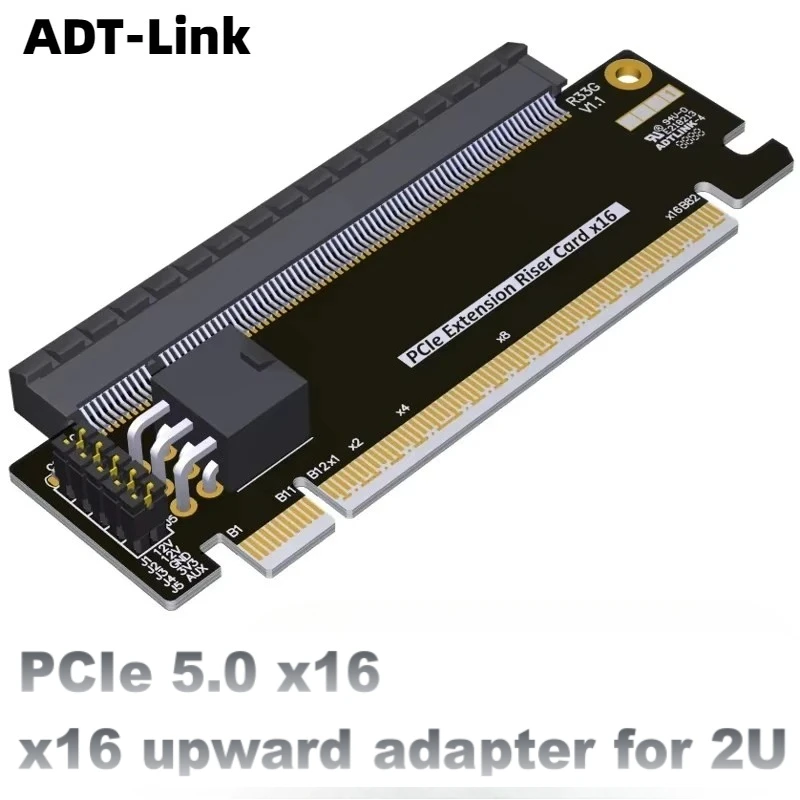 R33G PCIe 5.0 X16 Gen5.0 Upward Riser Card Half-height To Full-height Increased Test Transfer Protection Card For 2U/4U/ATX Case
