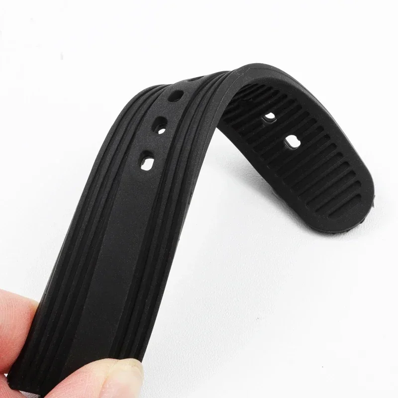 Watch Band for Bvlgari Diagono Series Convex Interface Waterproof Men 22MMx7MM Black Silicone Rubber Watch Accessories Strap