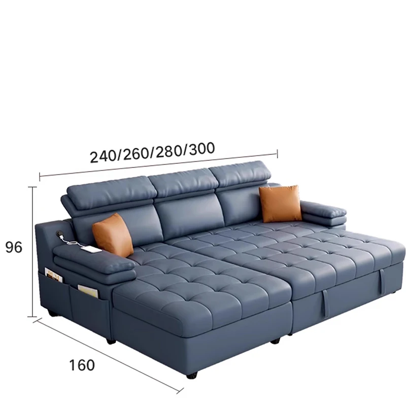 xx- Blue Sofas Multifunction Simple Folding Living Room Sofas High-end Cushions Sillones Para Sala De Estar Home Furniture^