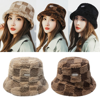 Women Thicken Plush Hats Winter Warm Bucket Hats Lamb Wool Faux Fur Fisherman Caps Unisex Outdoor Fishing Caps Keep Warm Hat