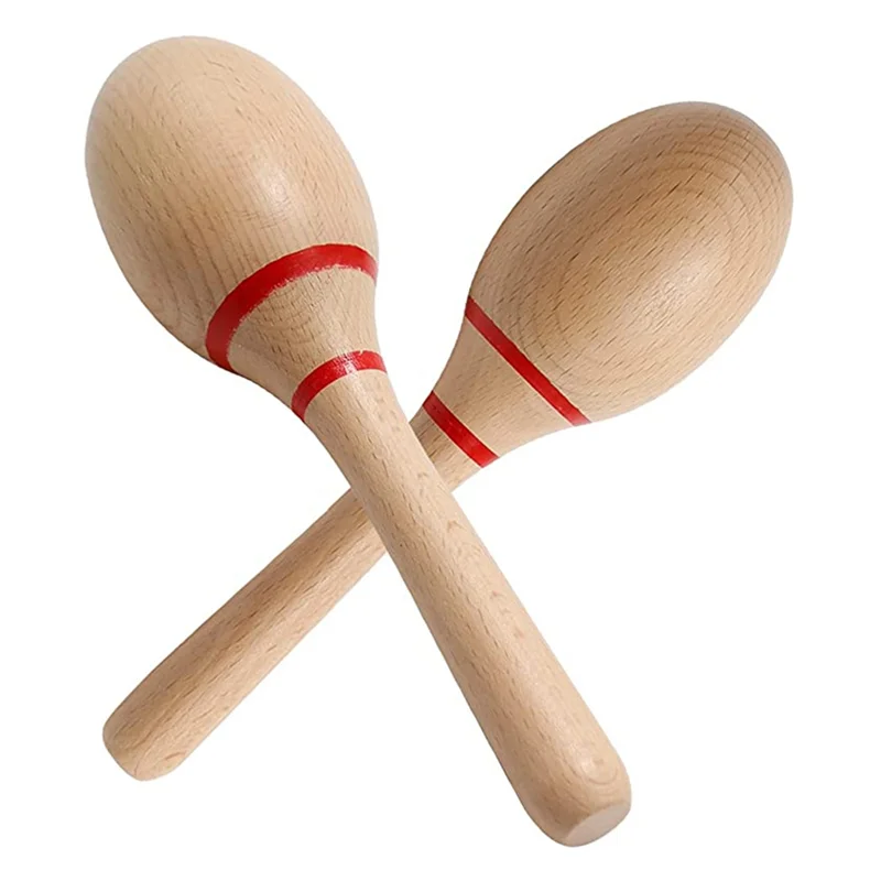 8Inch Hand Percussion Rattles, Beech Wood Rumba Shakers, Latin Musical Instrument for Games Party Favors