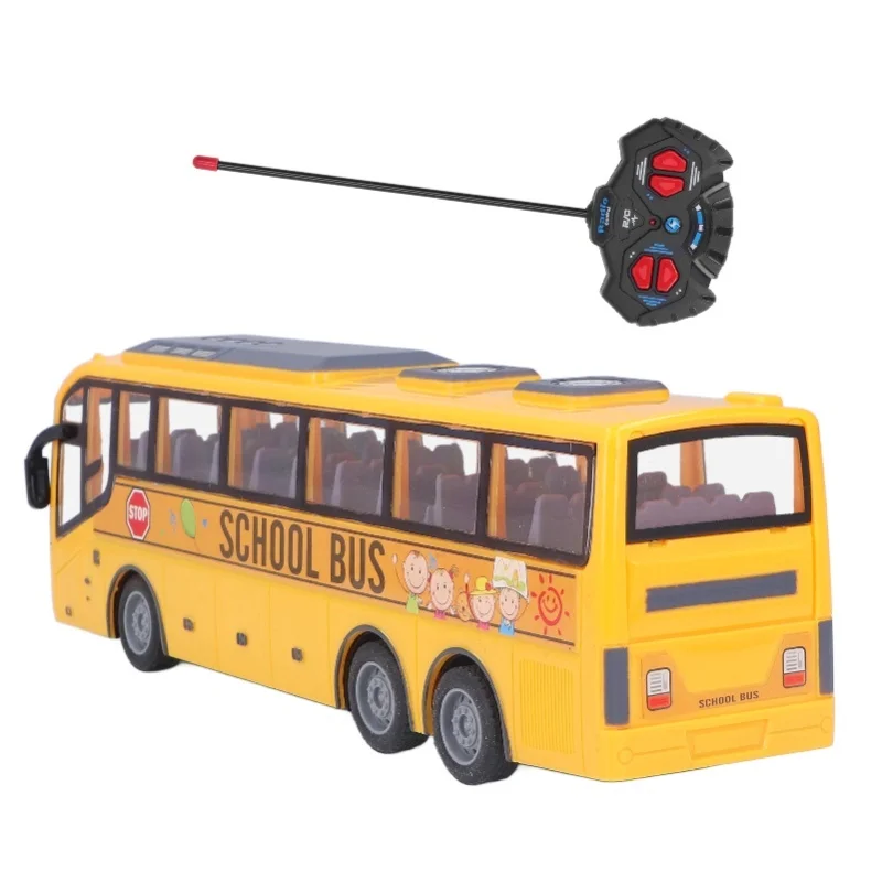 Autobús teledirigido para niños, luz LED simulada, autobús escolar RC, vehículo electrónico, juguete, regalo de cumpleaños
