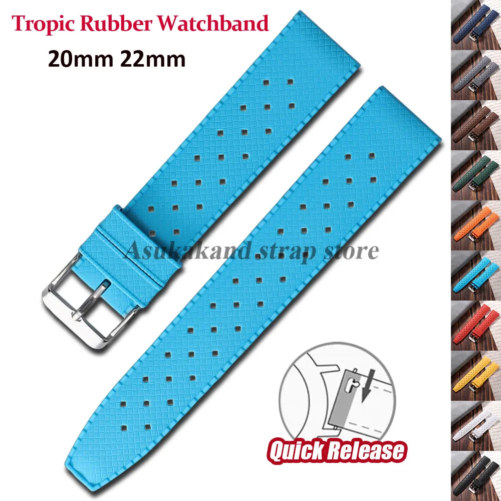 Correa de silicona de 20mm y 22mm para reloj Omega, Moon Swatch, para hombre y mujer, correa deportiva de caucho tropical para reloj Citizen y Oris