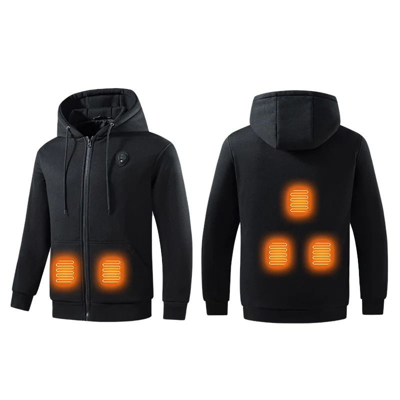 

STLF New Heated Hoodie Winter Smart Heating Jacket for Men Outdoor Zipper USB Electric Heating Ski Warm Heated Clothing for Adul