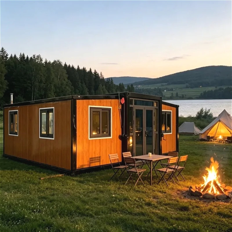 

Foldable Expandable House With Wheel System Portable Prefab Container Home Trailer Ready Modular Villa Towing Hook Included