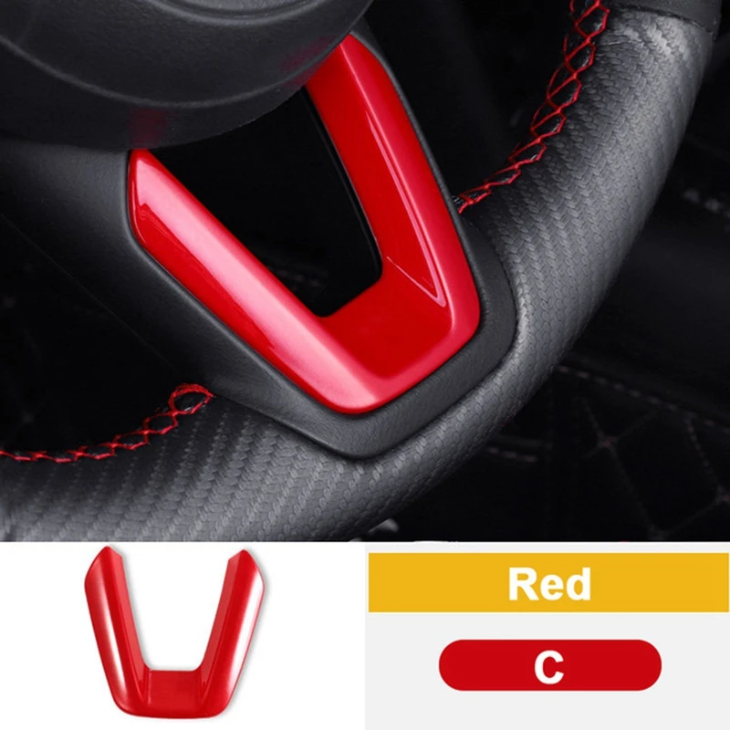 Red ABS Interior Steering Wheel Buttons Frame Cover for Mazda 3 Mazda 6 CX-4 CX-5 CX-9 2016-2019(3Pcs)JAS