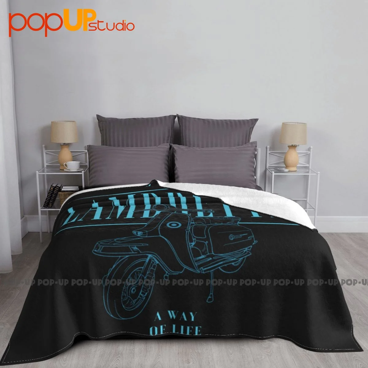 Lambretta Artwork Scooter Retro Mod Carnaby Casual Blanket Casual Flannel Sofa Cover Bedding Travel Machine Washable